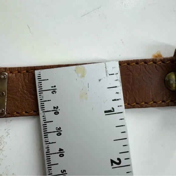 Boho Beaded Leather Belt Brown Multicolor Beads Hippie Tribal Festival Medium - Picture 6 of 7